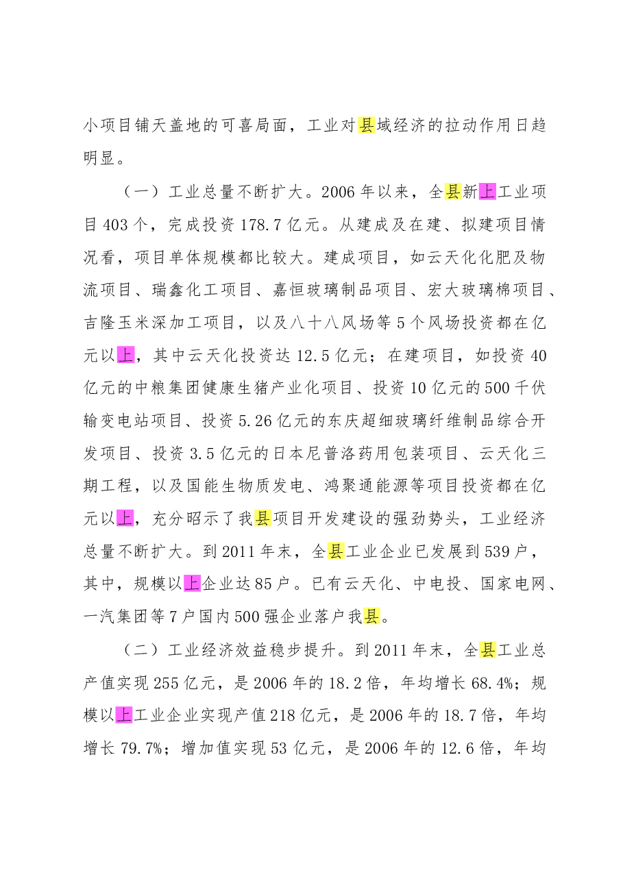 市县区正职领导调研报告(工业经济).doc,第2页预览