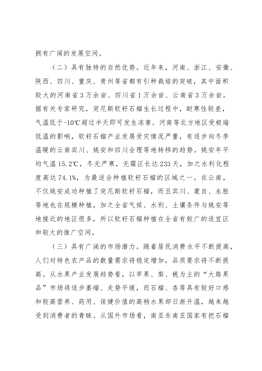 关于把软籽石榴打造成脱贫致富的重要产业的调研报告.docx,第2页预览