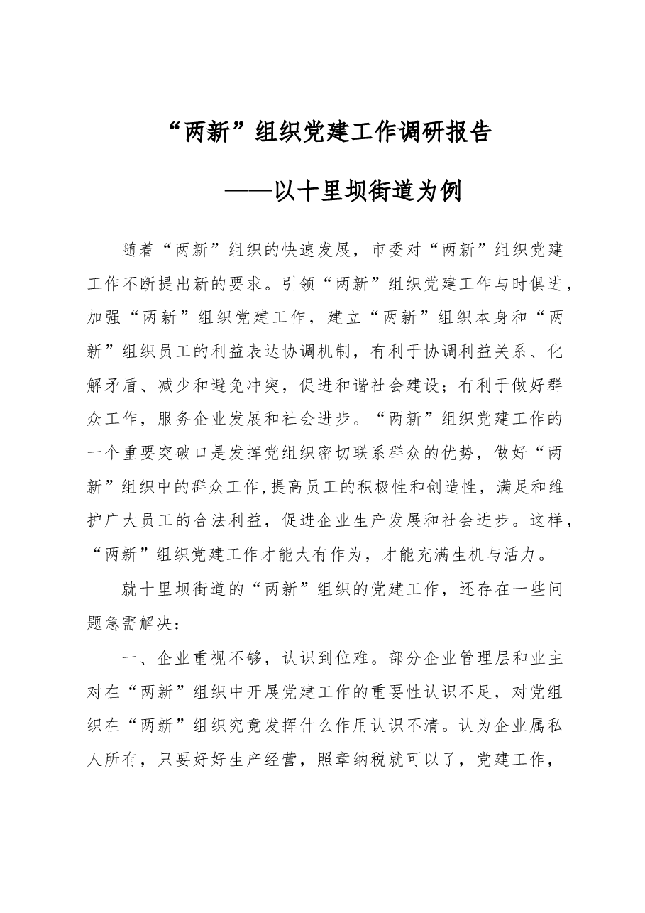 “两新”组织党建工作调研报告.docx，第1页预览