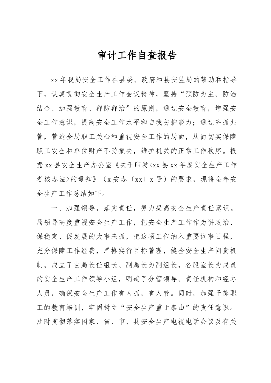 审计工作自查报告4.docx,第1页预览