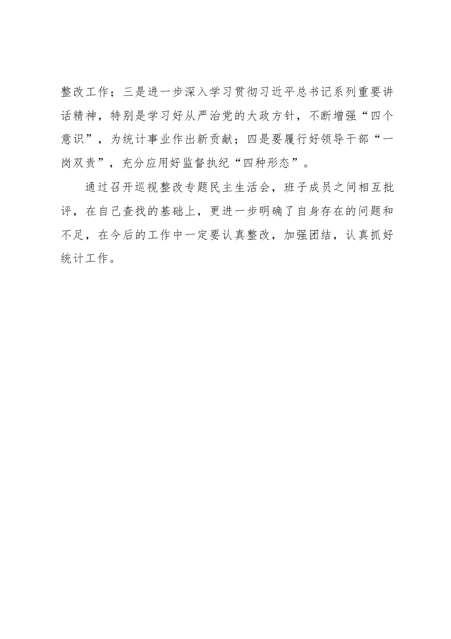 县统计局党员领导干部巡视整改专题民主生活会情况报告.docx,第2页预览