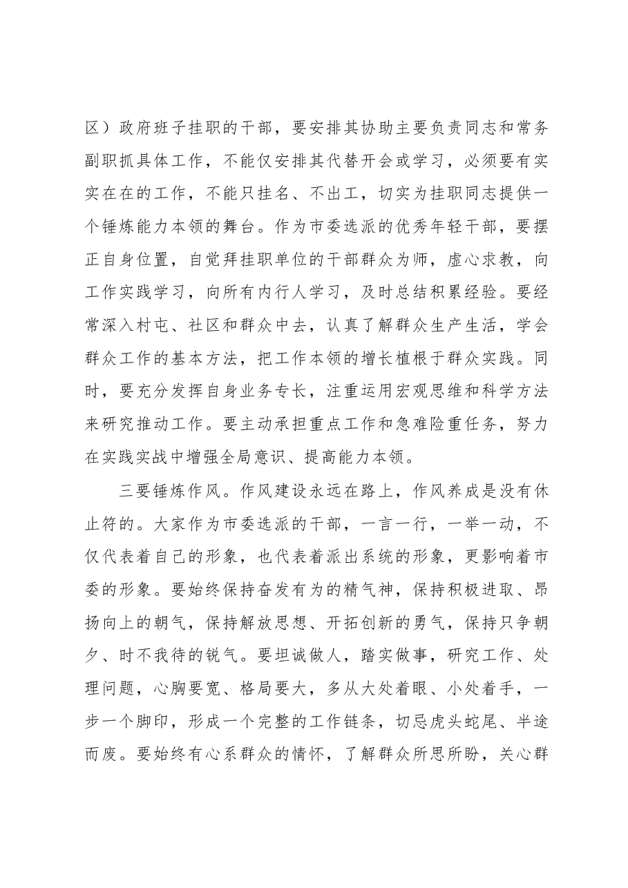 在市委选派优秀年轻干部挂职锻炼集体谈话会上的讲话.docx,第4页预览
