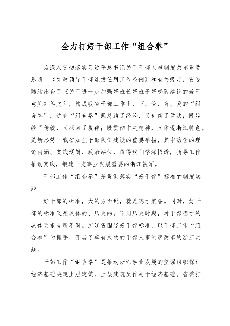 全力打好干部工作“组合拳”.doc,第1页预览