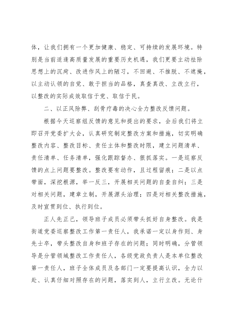 街道办主任在巡察反馈会议上的发言.docx,第2页预览