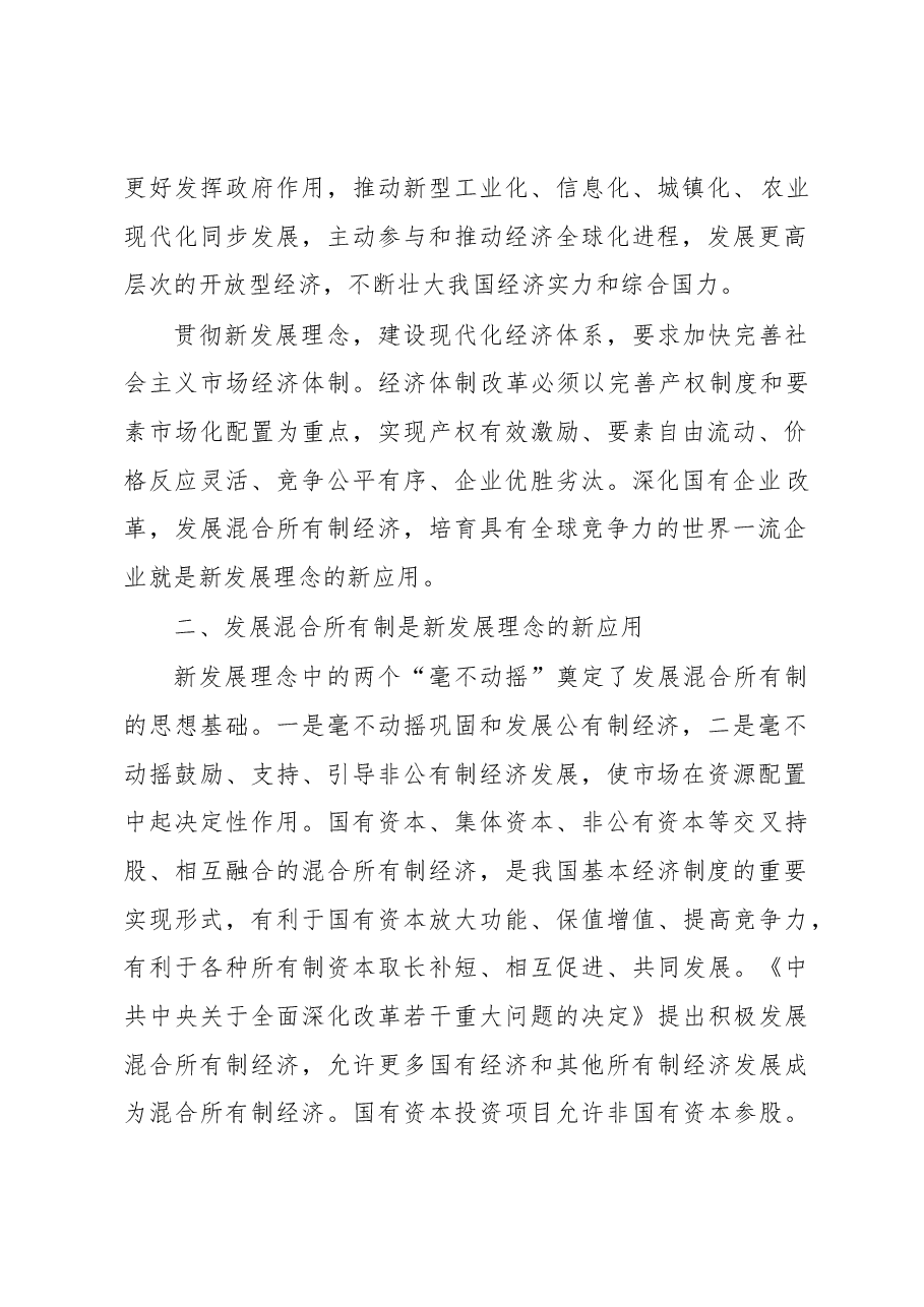 学习十九大贯彻新发展理念,坚持混合所有制改革发言材料.docx,第2页预览