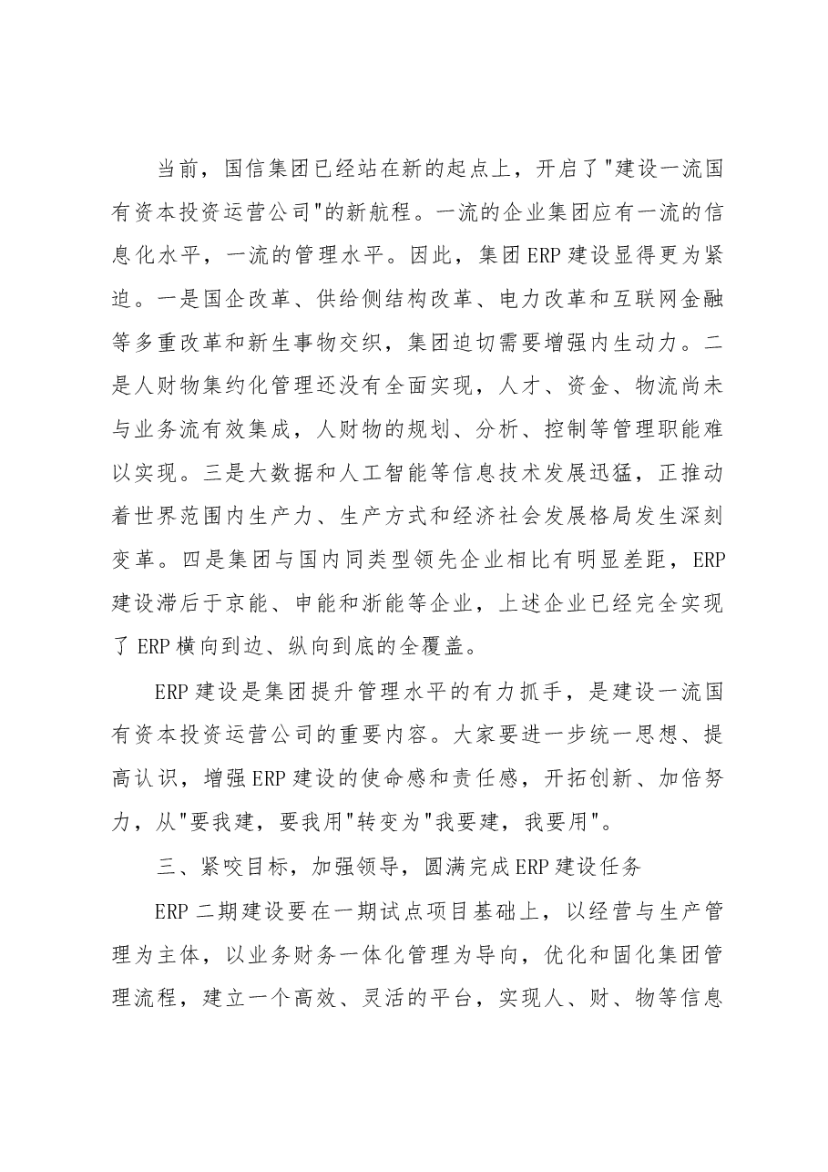 王晖董事长在ERP二期项目启动会上的讲话 .docx，第4页预览