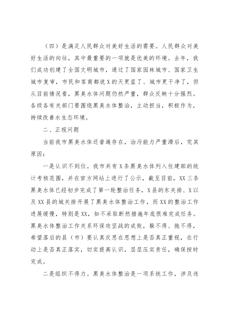 在全市黑臭水体整治工作推进会上的讲话.docx,第3页预览