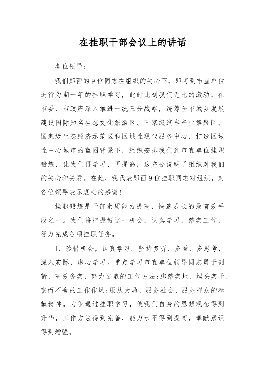 在挂职干部会议上的讲话(三).docx,第1页预览