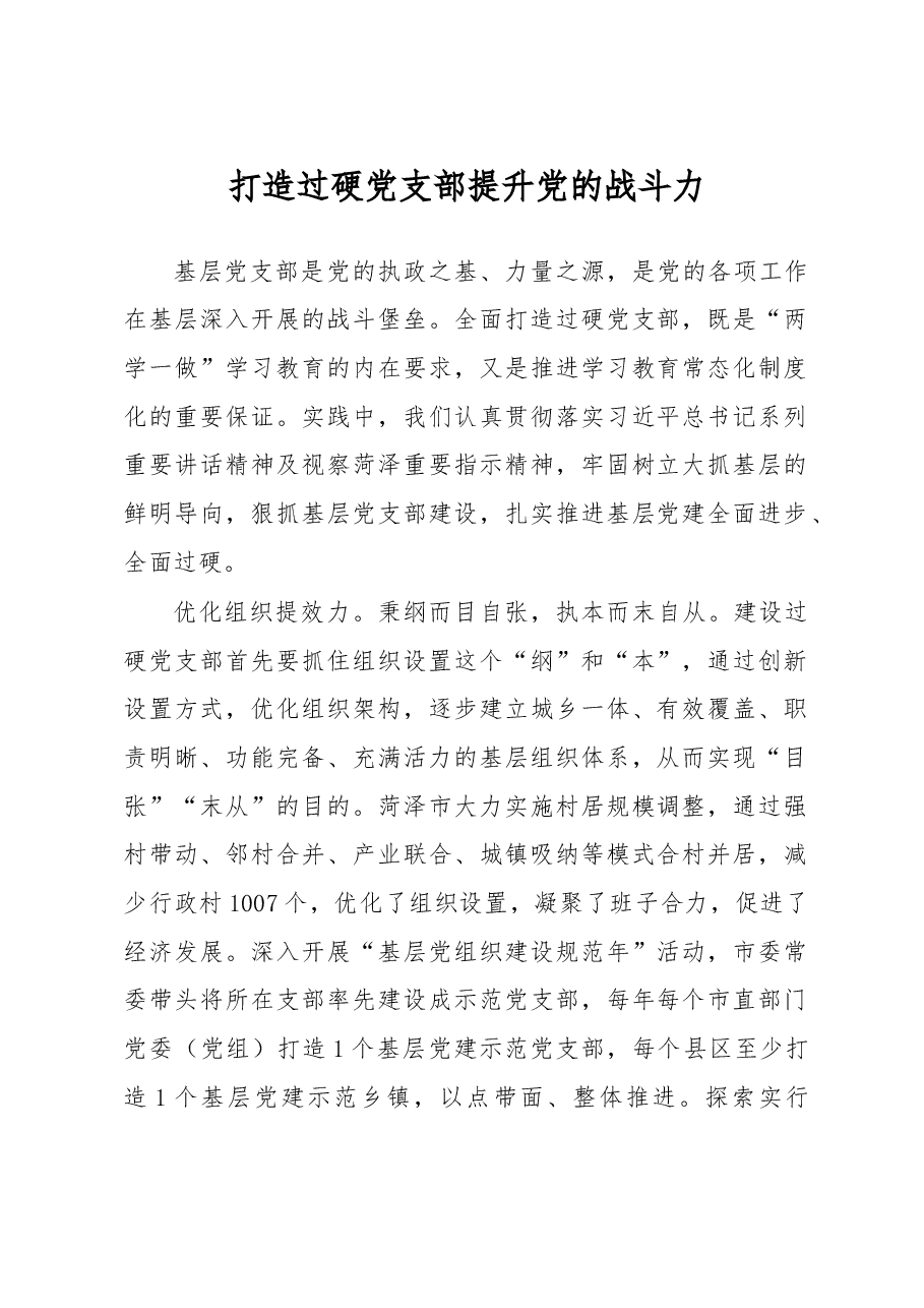 打造过硬党支部 提升党的战斗力.doc,第1页预览