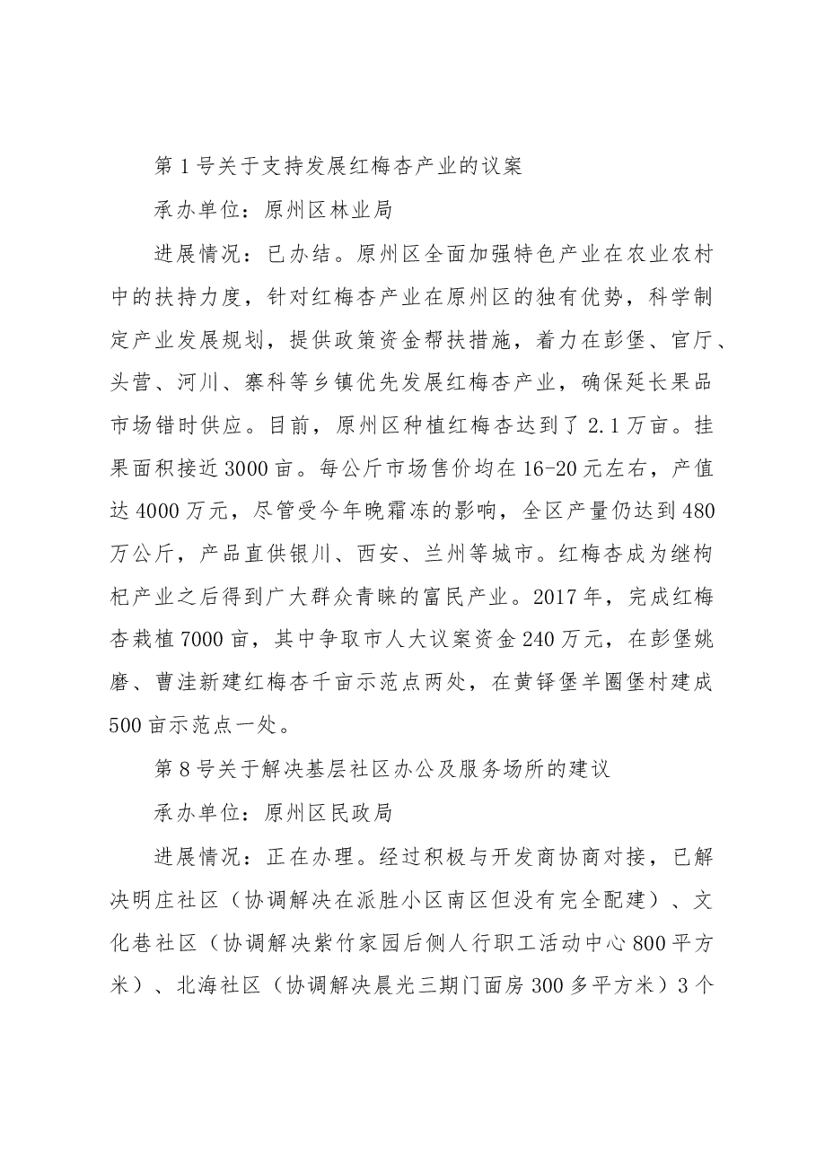 原州区人民政府关于上报自治区、固原市人大代表议案建议及政协委员提案办理情况的报告.docx,第4页预览