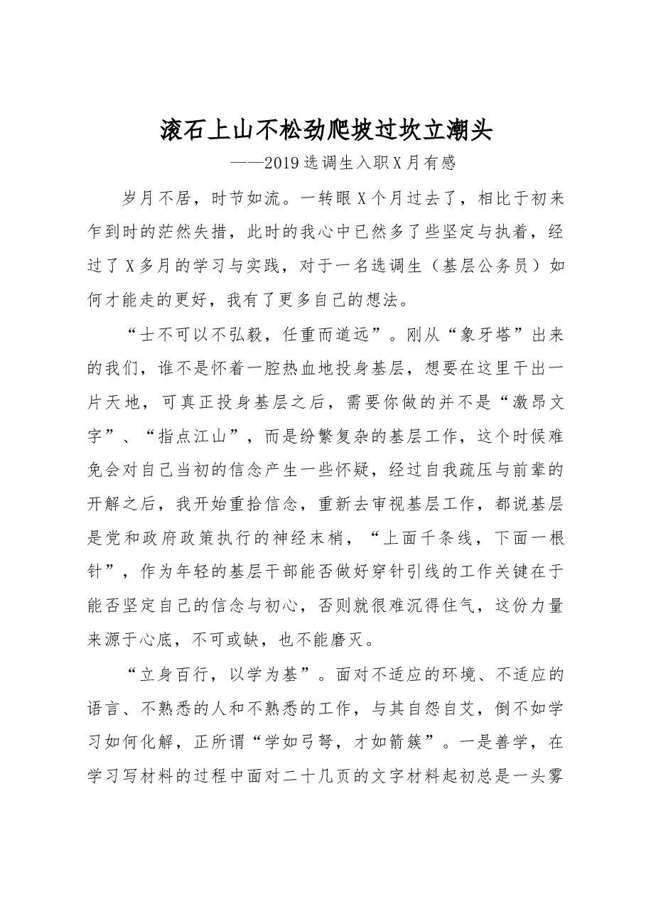 2019选调生入职X月有感.docx,第1页预览