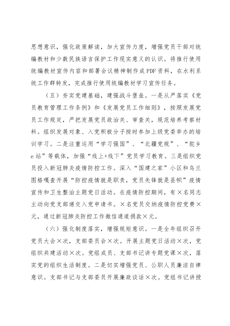 水利系统联合党支部党组织书记2020年度抓基层党建工作述职报告.docx,第3页预览