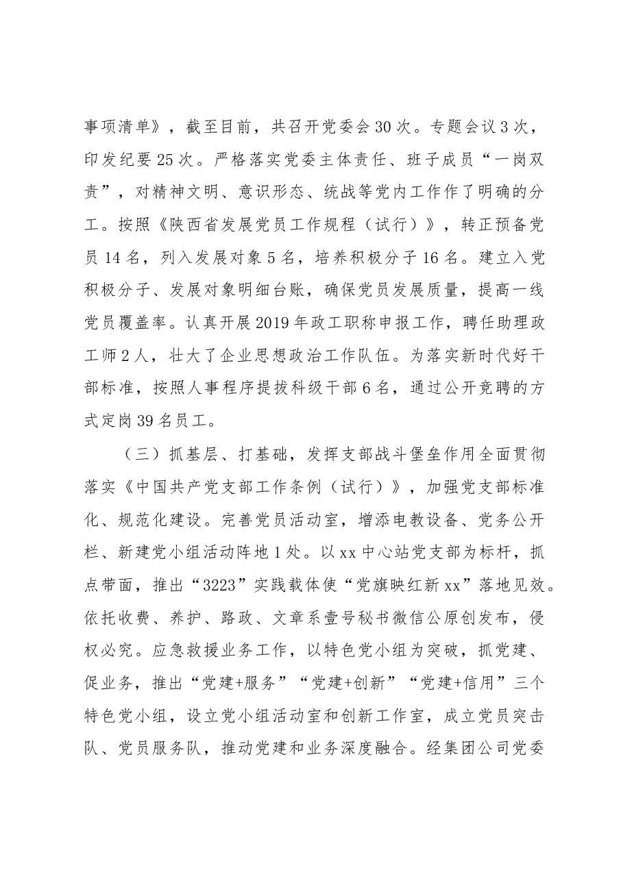 公司党委2019年度党委书记抓党建工作述职报告.docx,第3页预览