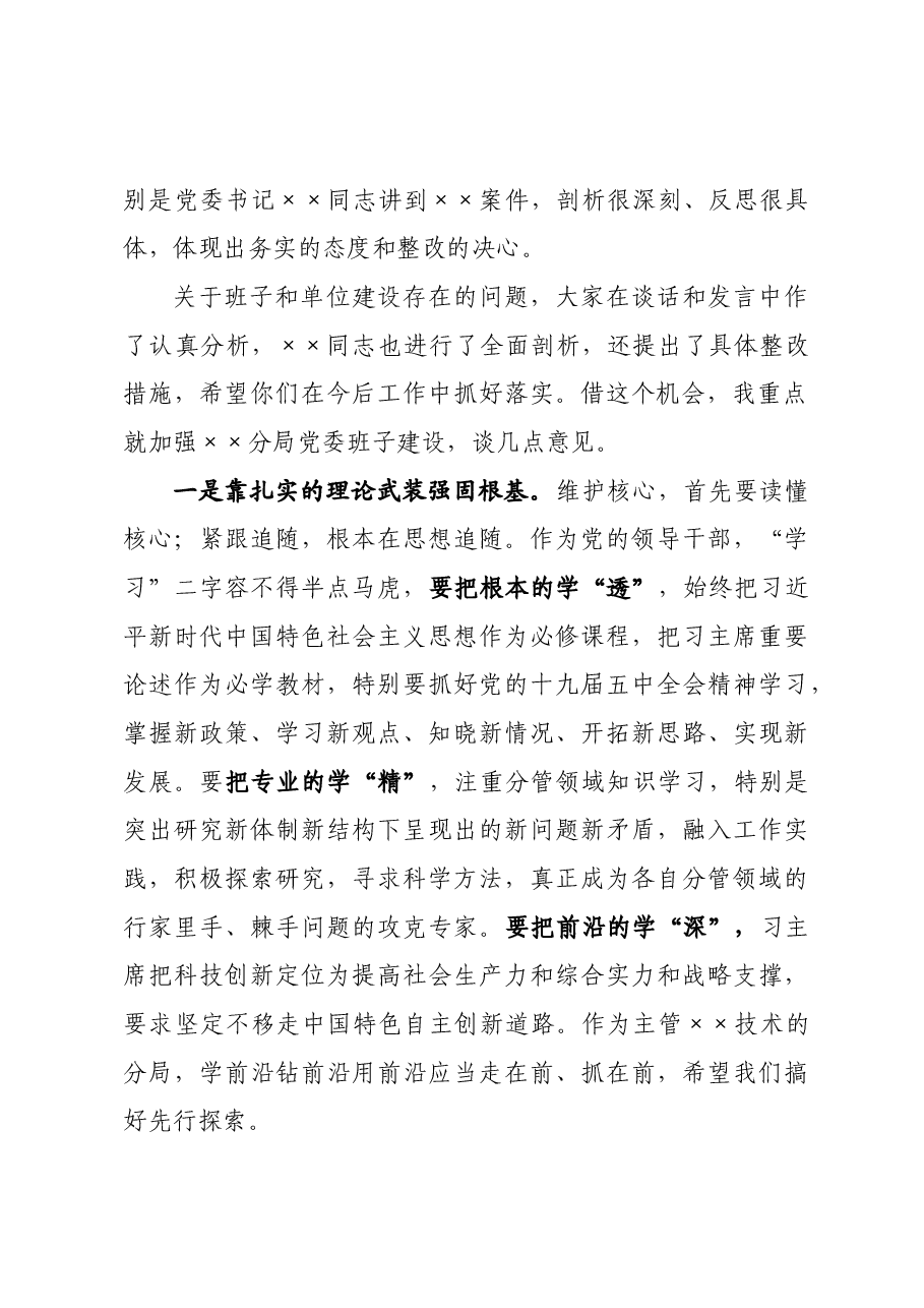 年终9：在分局党委班子民主生活会上的讲话.docx，第2页预览