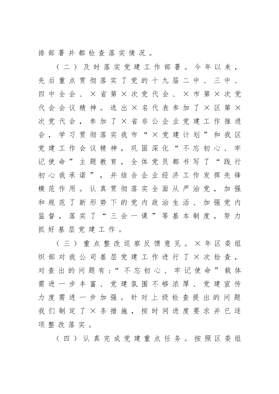 公司党委抓基层党建工作述职报告.doc,第2页预览