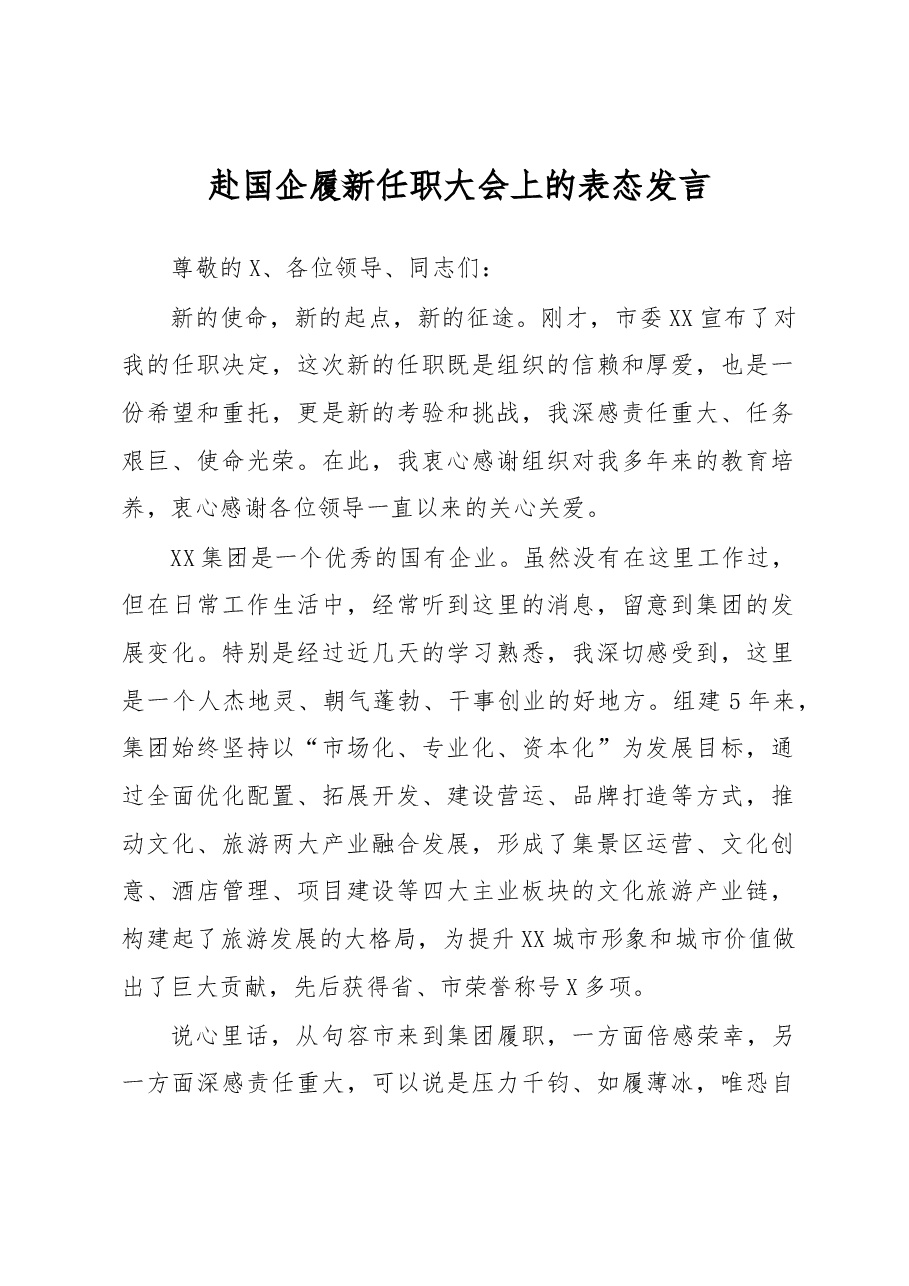 赴国企履新任职大会上的表态发言.docx,第1页预览