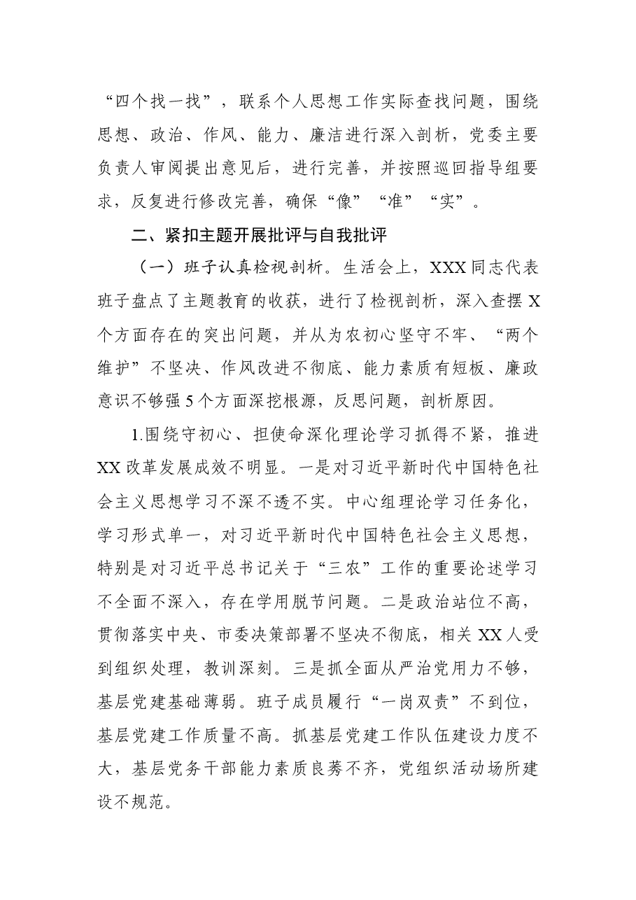 主题教育专题民主生活会召开情况报告范文3篇.docx,第4页预览