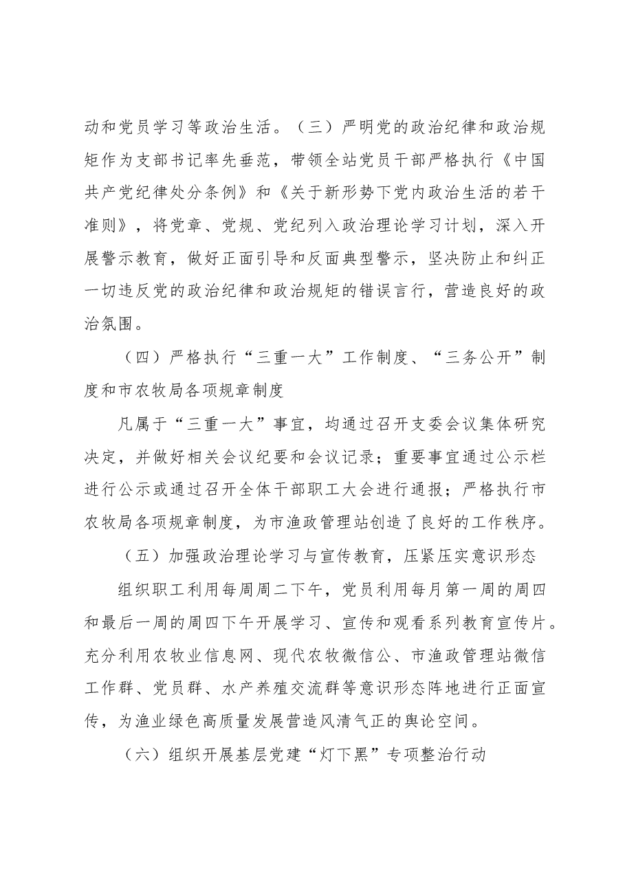 X市渔政管理站党支部书记2020年抓党建工作述职报告.docx,第2页预览