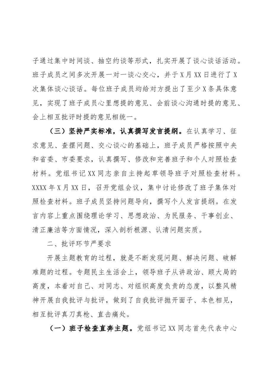 主题教育检视问题阶段专题民主生活会情况报告.docx,第3页预览