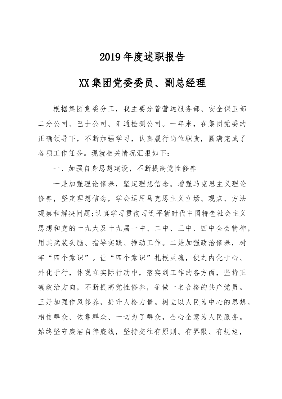 副总经理2019年度述职报告.doc,第1页预览