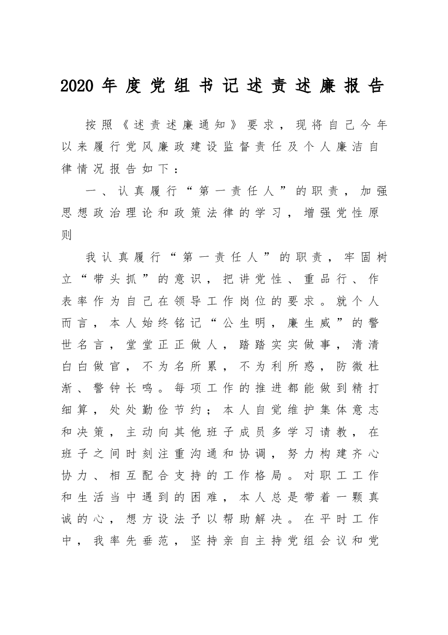 党组书记述责述廉报告.doc,第1页预览