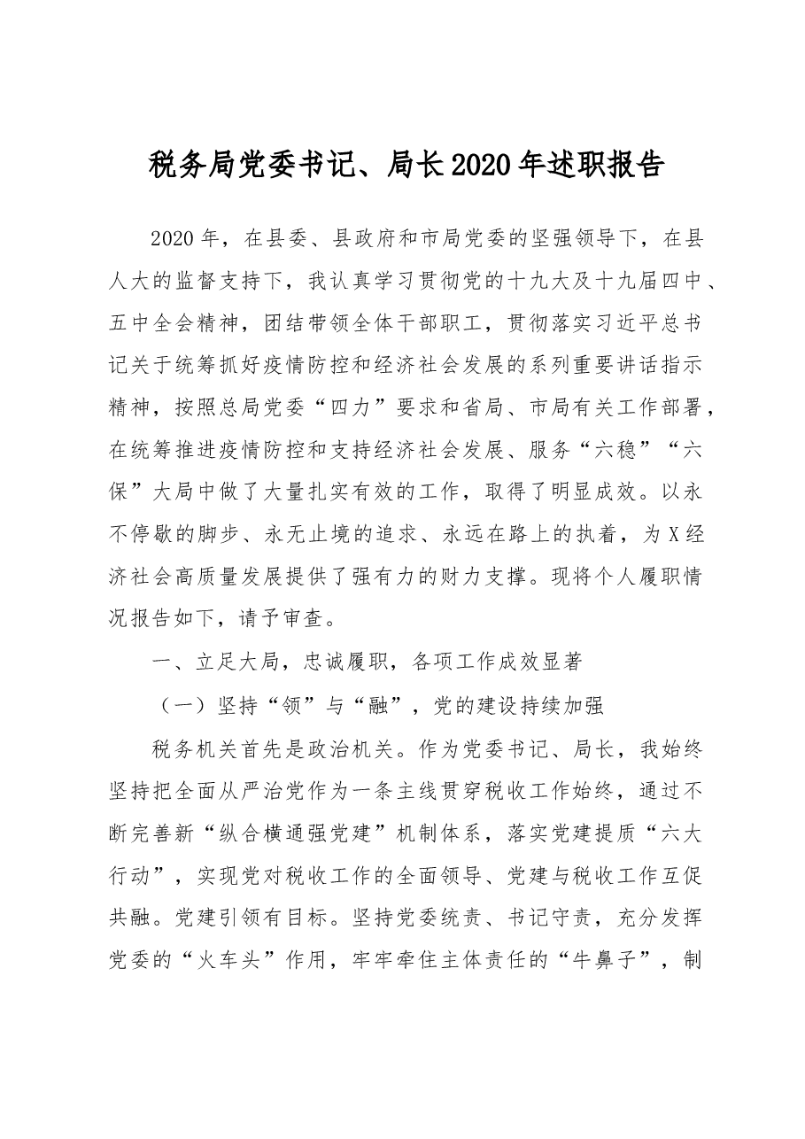 税务局党委书记局长2020年述职报告.docx，第1页预览