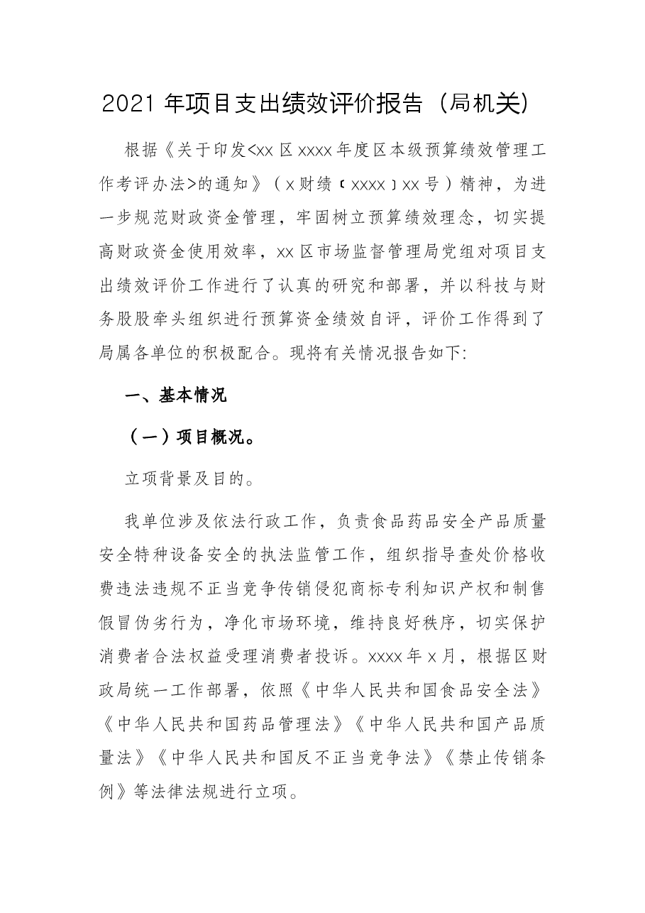 2021年项目支出绩效评价报告(局机关).docx,第1页预览