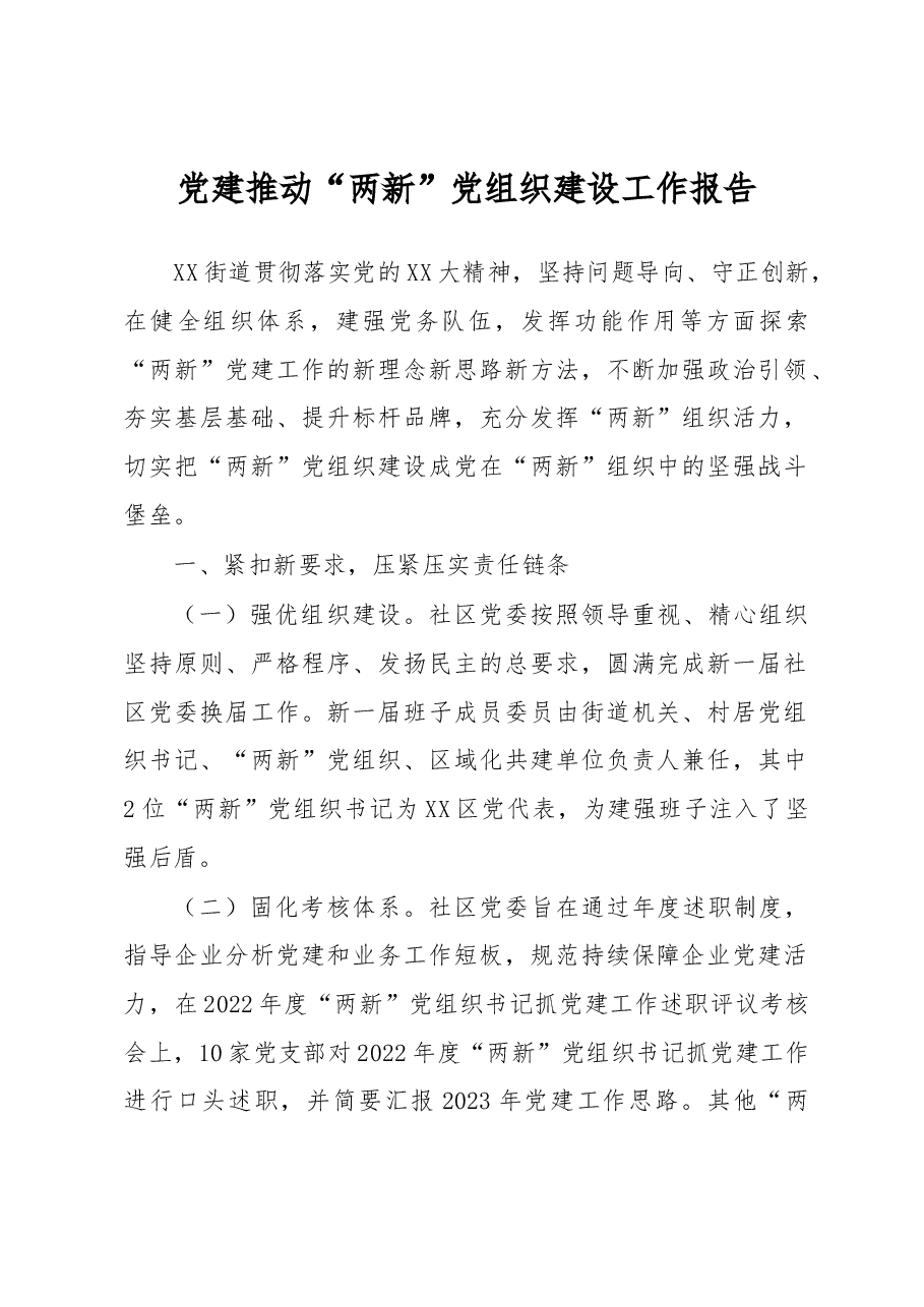 党建推动“两新”党组织建设工作报告.docx,第1页预览