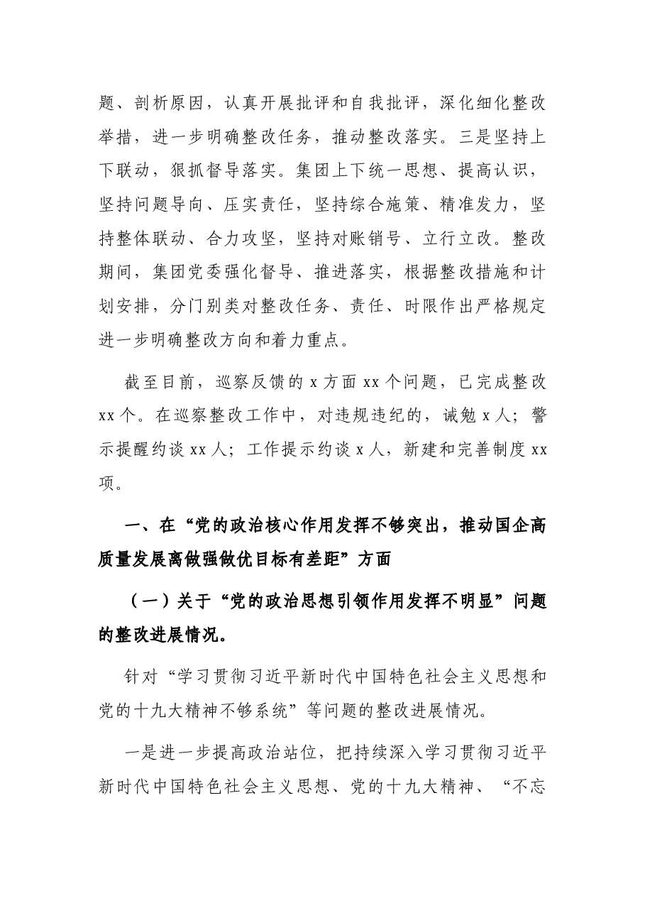 城投集团委员会关于巡察整改进展情况的报告.docx,第2页预览
