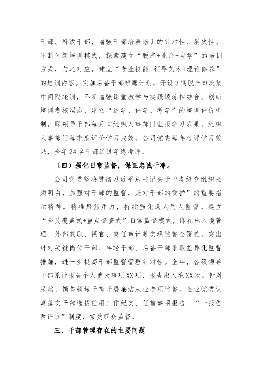 某国有企业2021年选人用人工作情况及2022年干部队伍建设报告.docx,第4页预览