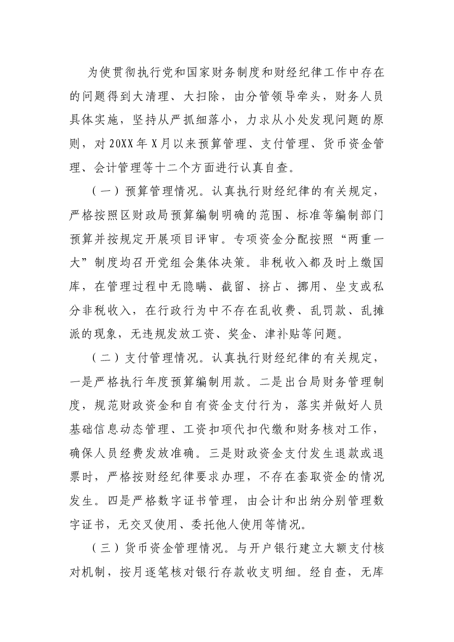 2021年严肃财经纪律及财务管理风险排查报告.docx,第2页预览