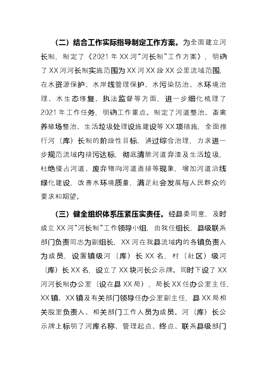 县级河长2021年工作报告.docx,第2页预览