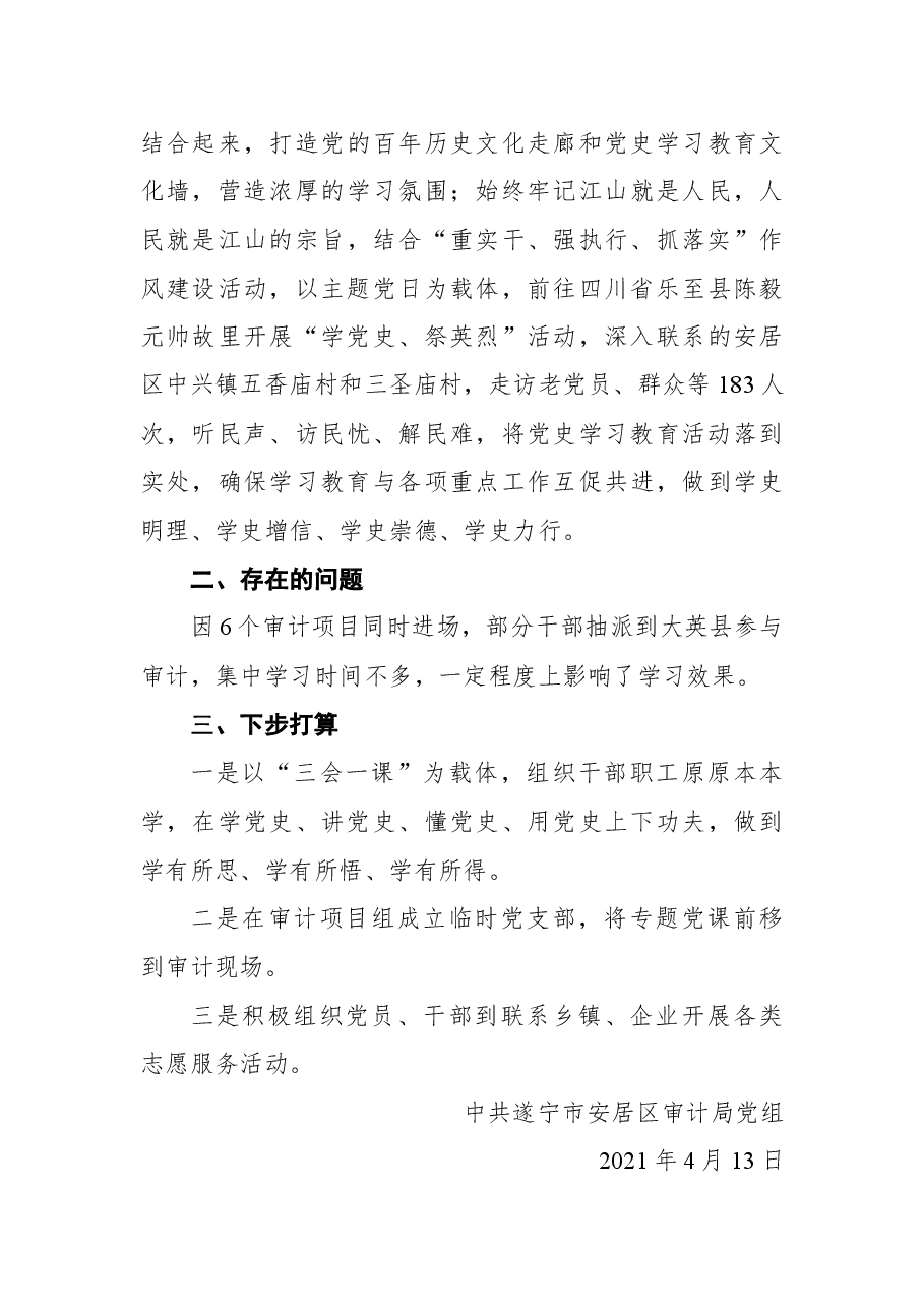 审计局党组关于开展党史学习教育的情况报告.docx,第3页预览