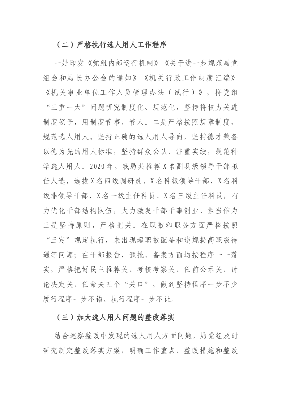 市X局党组2020年度选人用人工作报告.docx,第3页预览