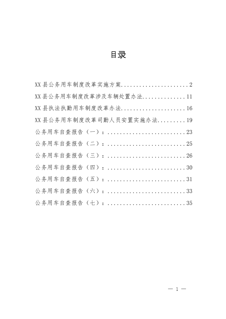 公务用车制度、自查报告资料汇编.doc,第1页预览