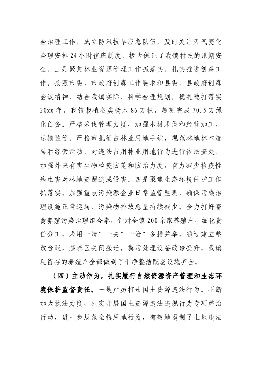 镇党委书记关于自然资源资产管理和生态环境保护责任履职报告.docx,第4页预览