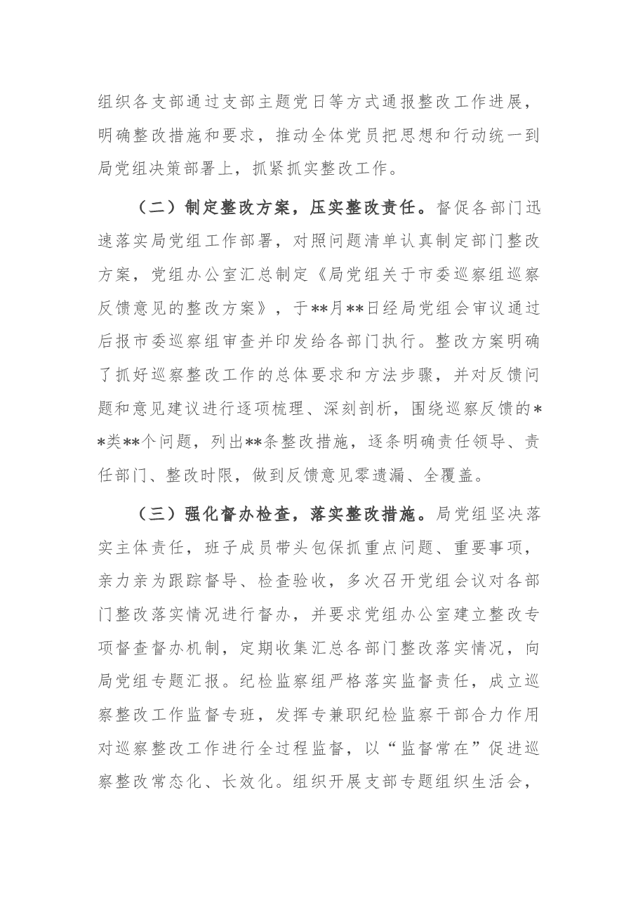 局党组关于巡察反馈问题的整改报告.docx,第2页预览