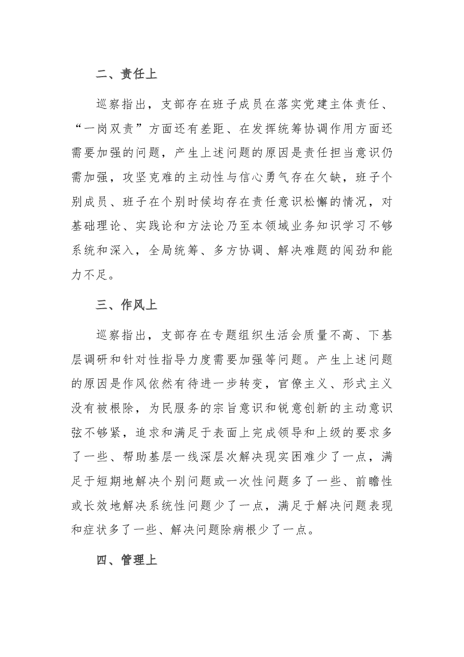 集团公司某支部巡察反馈问题原因分析报告.docx,第2页预览