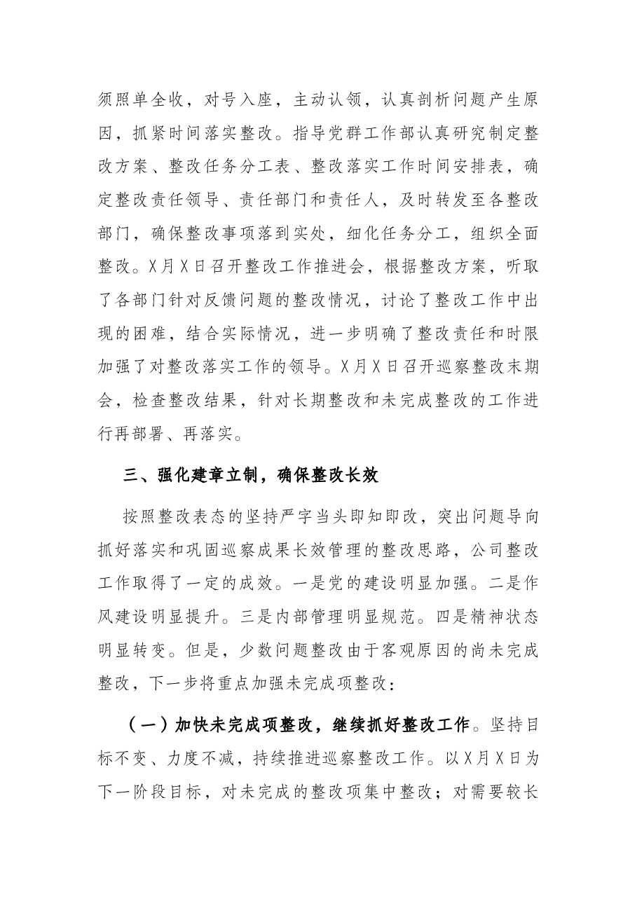 国企党支部主要负责人组织落实巡察整改工作情况报告.docx,第3页预览