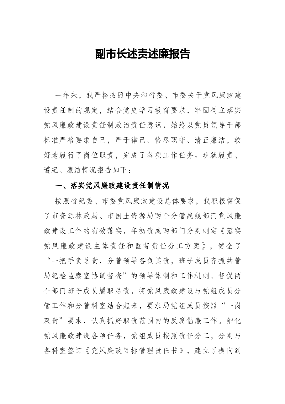 副市长述责述廉报告.docx,第1页预览