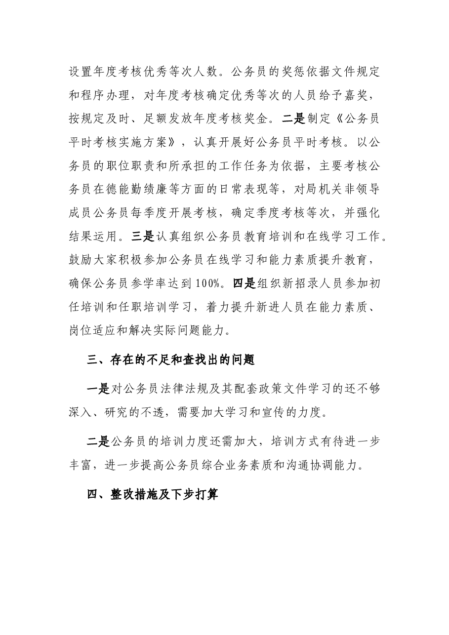 关于公务员法律法规执行情况的自查报告.docx,第4页预览