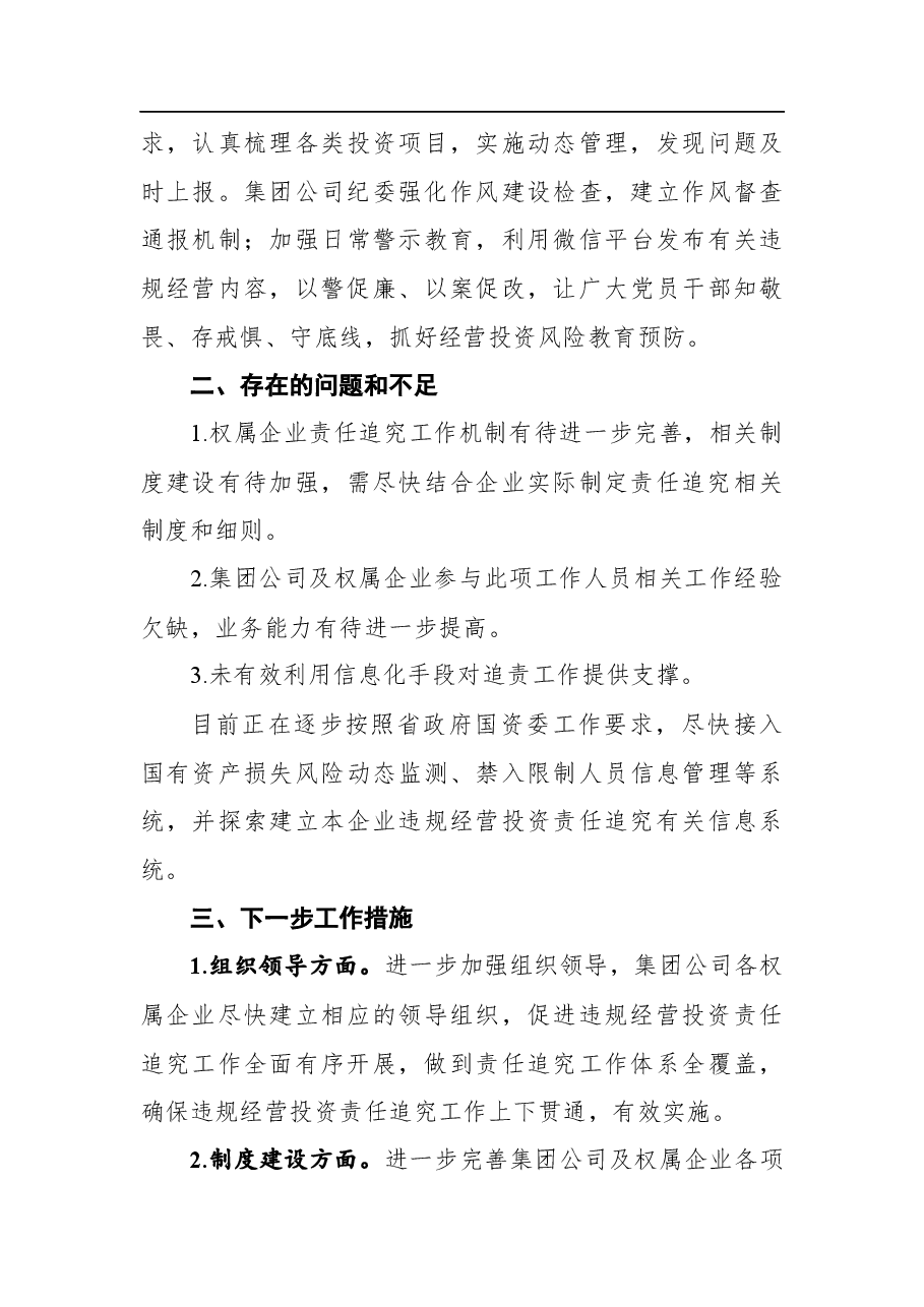国企违规经营投资责任追究工作体系建设“回头看”自查报告.docx,第4页预览