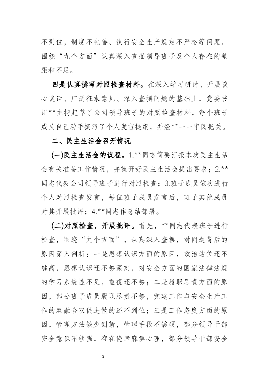 国企安全生产以案促改专题民主生活会情况报告.docx,第3页预览