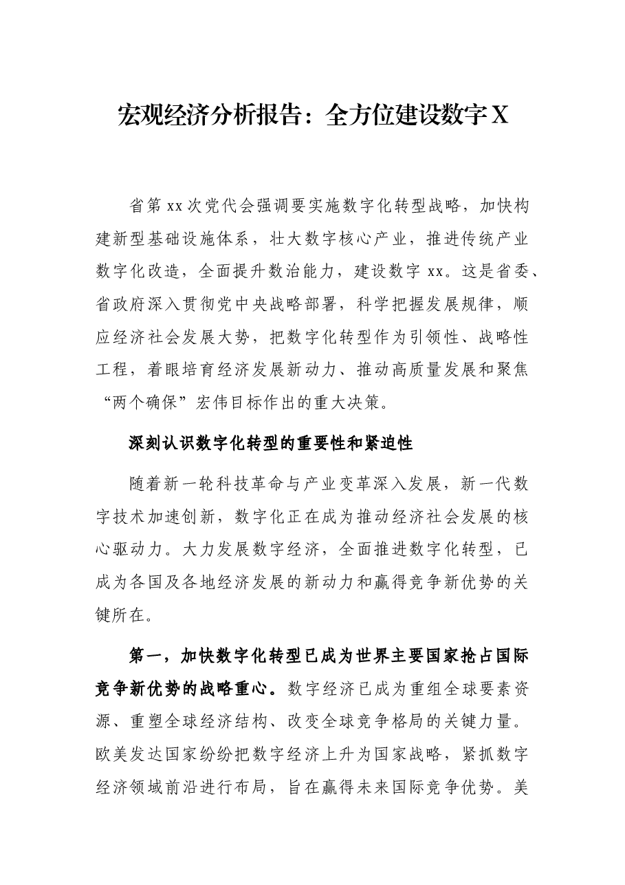宏观经济分析报告:全方位建设数字X.docx,第1页预览