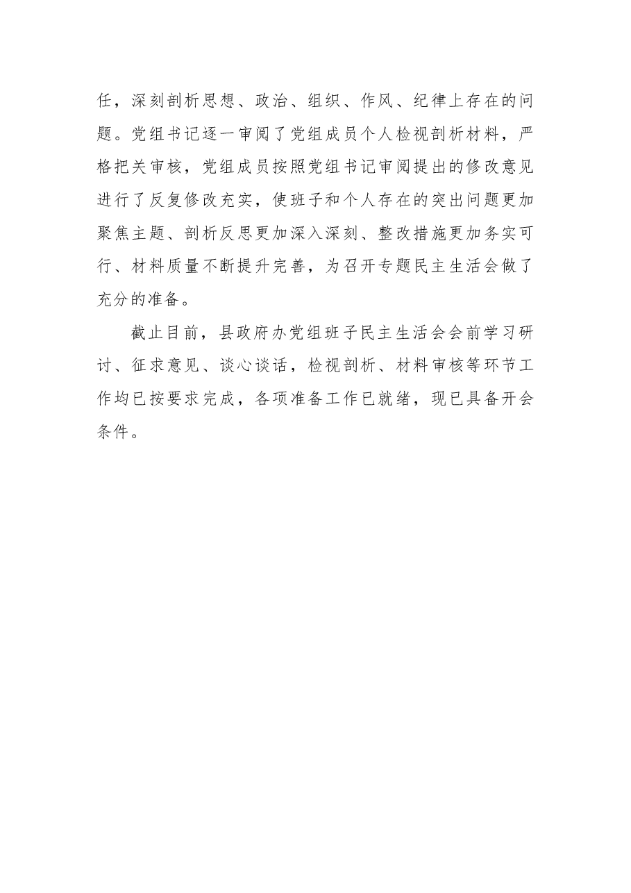 县政府办党组班子2021年专题民主生活会准备工作情况报告.docx,第4页预览