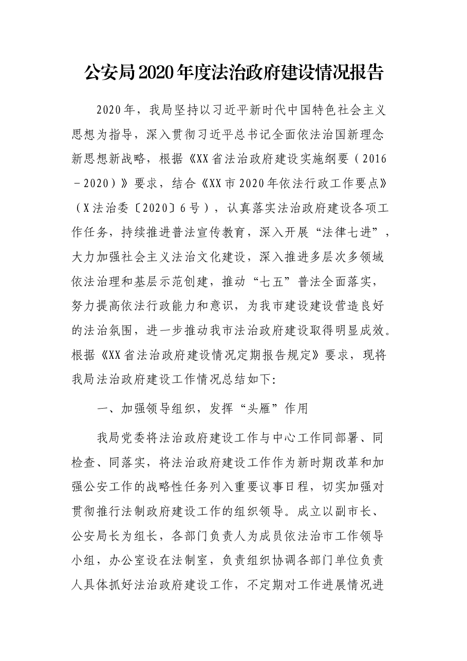 公安局2020年度法治政府建设情况报告.docx,第1页预览