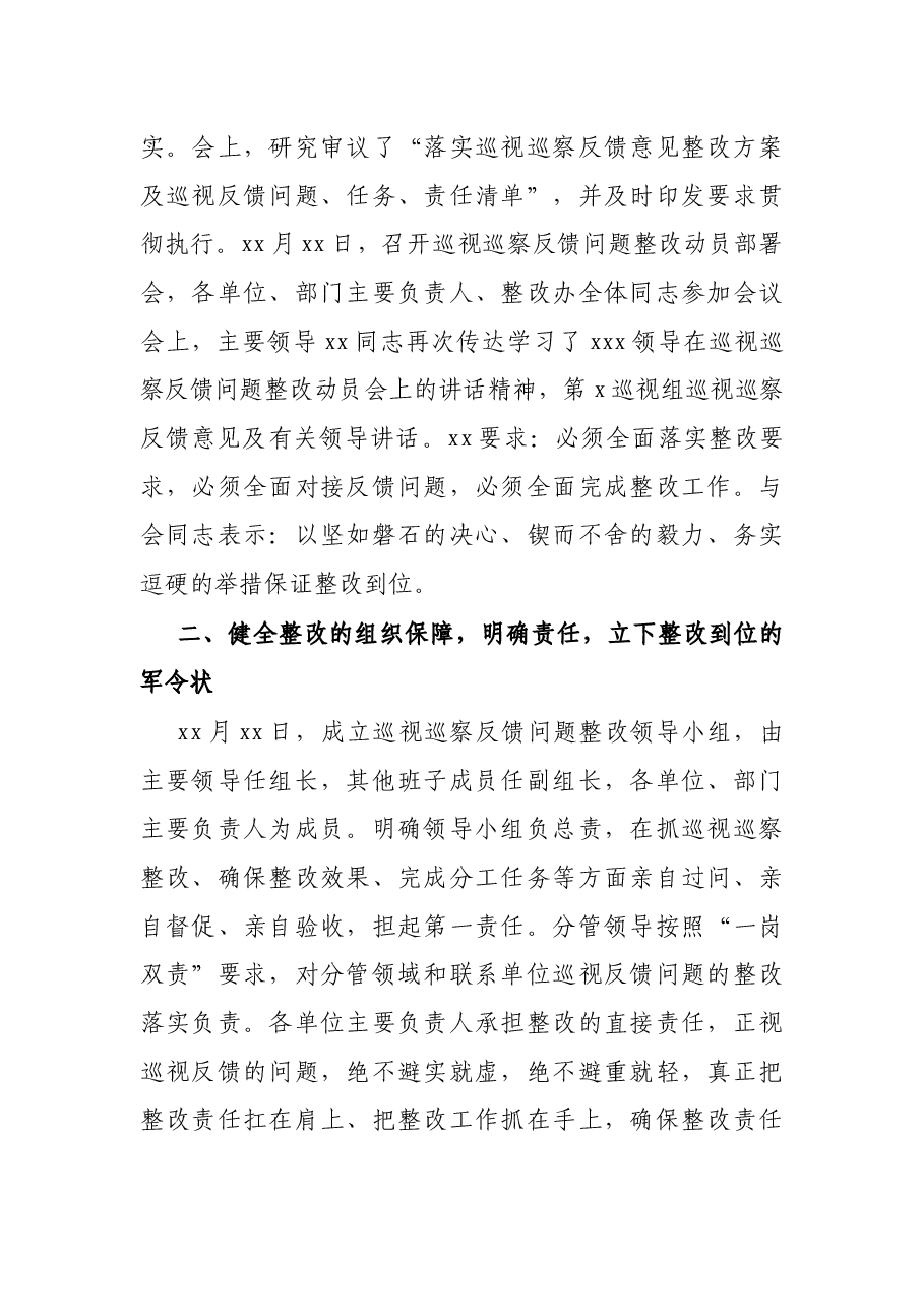 X党委(组)巡视巡察反馈意见整改落实情况的报告.docx,第2页预览