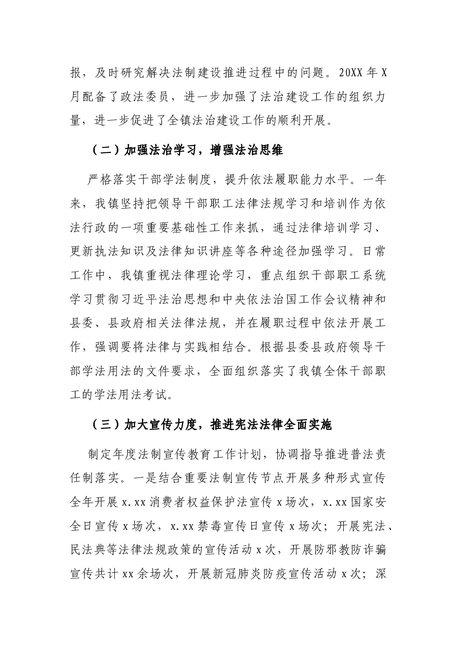 20XX年度法治政府建设工作报告（镇乡）.docx，第2页预览