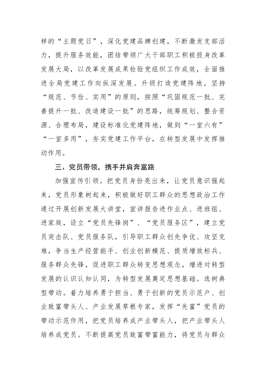 发挥基层党组织和党员作用助力转型发展工作开展情况汇报.docx，第3页预览