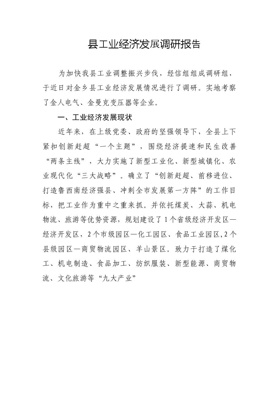县工业经济发展调研报告.doc,第1页预览
